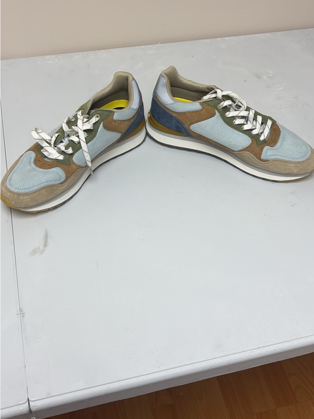 Casual Light Blue Suede & Mesh Men's Sneakers